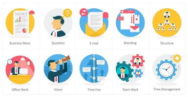 A set of 10 Business icons as business report, globe, global business vector