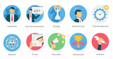A set of 10 Business icons as manager, wrist watch, money vector