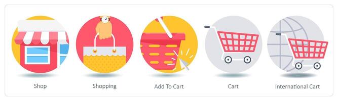 A set of 5 Shopping icons as shop, shopping, add to cart vector