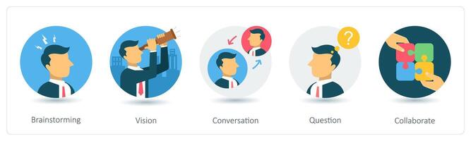 A set of 5 business icons as brainstorming, vision, conversation vector