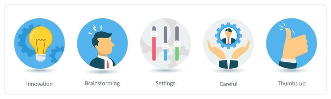 A set of 5 business icons as innovation, brainstorming, settings vector