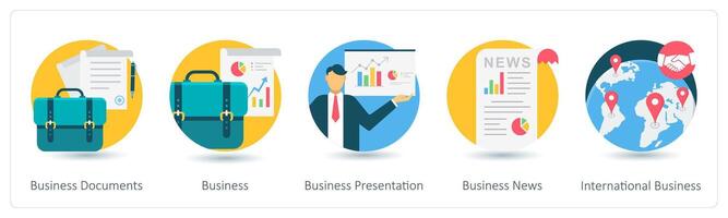 A set of 5 business icons as business documents, business, business presentation vector