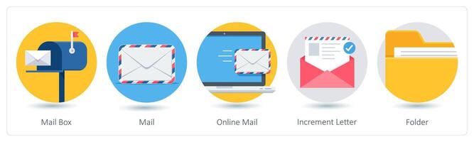 A set of 5 business icons as mail box, mail, online mail vector