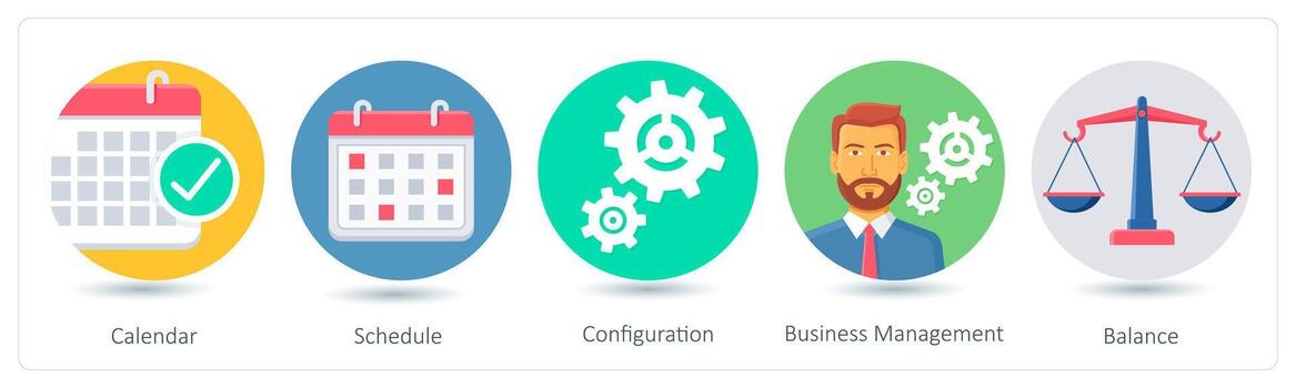 un conjunto de 5 5 negocio íconos como calendario, cronograma, configuración vector
