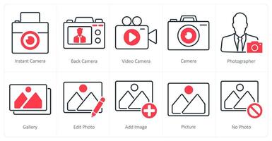A set of 10 photography icons as instant camera, back camera, camera vector
