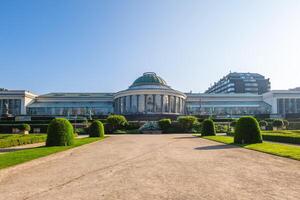 Belgium Le Botanique and Botanical Garden with Brussels skyline as background photo