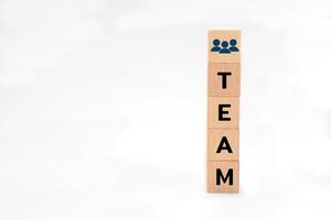 Wooden block with text. Teamwork, team management, work in cooperation and business process concept. photo