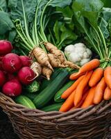 a colorful array of fresh vegetables freshly harvested and full of natural textures photo