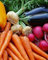 a colorful array of fresh vegetables freshly harvested and full of natural textures photo