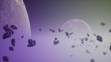 a large cluster of asteroids near an unknown planet video