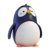 A cute 3D penguin looking at the camera with a curious expression on its face png