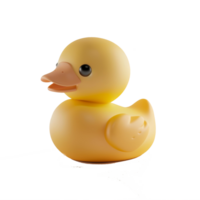 A yellow rubber duck toy with a happy face and a little wing. png