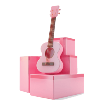 Rosa ukulele em Rosa caixas png