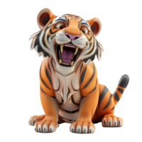 A cartoon tiger, sitting on its haunches, with its mouth wide open and its eyes wide with fear. png
