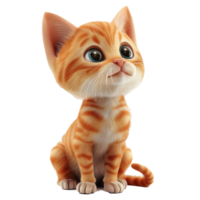 A cute cartoon orange tabby cat with big eyes looking up at the viewer with a curious expression. png