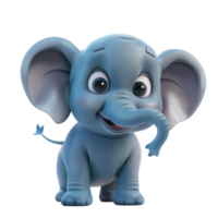 A cute cartoon elephant with big ears and a long trunk. png