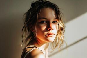 Portrait of a sassy looking woman. AI generate photo