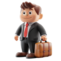 A cartoon man in a suit and tie holding a briefcase png
