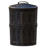 3d render metal trash with background transparent png