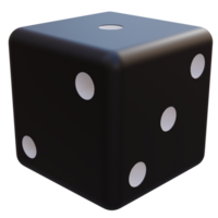 3d render black dice with background transparent png