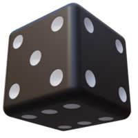 3d render black dice with background transparent png