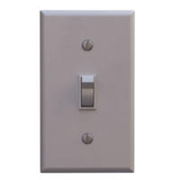 3d render single switch light with transparent background png