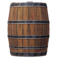 3d render wooden barrel with transparent background png