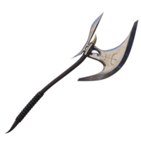 3d render gaming medieval axe with background transparent png