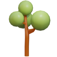 3d render gaming low poly tree with background transparent png
