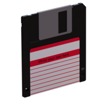 3d render floppy disk black with transparent background png