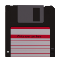 3d render floppy disk black with transparent background png