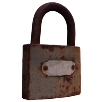 3d render old rusty lock with background transparent png