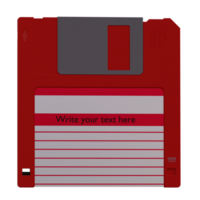 3d render floppy disk red with transparent background png