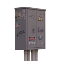 3d render electrical box with transparent background png
