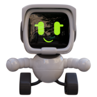 3d render mini robot with transparent background png