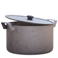 d render old aluminum pan with transparent background png