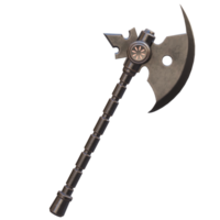 3d render gaming metal axe with background transparent png