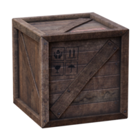 3d render old crate with transparent background png