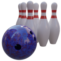 3d render bowling ball and pin with transparent background png