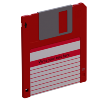 3d render floppy disk red with transparent background png