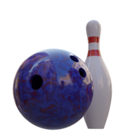 3d render bowling ball and pin with transparent background png