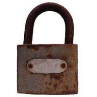 3d render old rusty lock with background transparent png