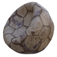 3d render old deflated soccer ball with transparent background png