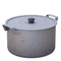 d render old aluminum pan with transparent background png