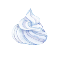 Swirl of white fresh whipped cream. Watercolor topping illustration for desserts, pastry, beverages. Realistic hand drawn clipart for ice cream cafe, stand, menu, culinary design, summer fair png