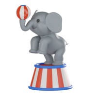 Wildlife Fun of Elephant Engaged with Ball in Amusement Park. 3D Render png