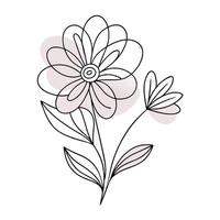 Continuous one line art flower design hand drawn simple flower outline vector