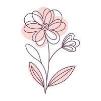 Continuous one line art flower design hand drawn simple flower outline vector