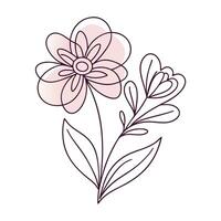Continuous one line art flower design hand drawn simple flower outline vector