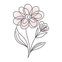Continuous one line art flower design hand drawn simple flower outline vector